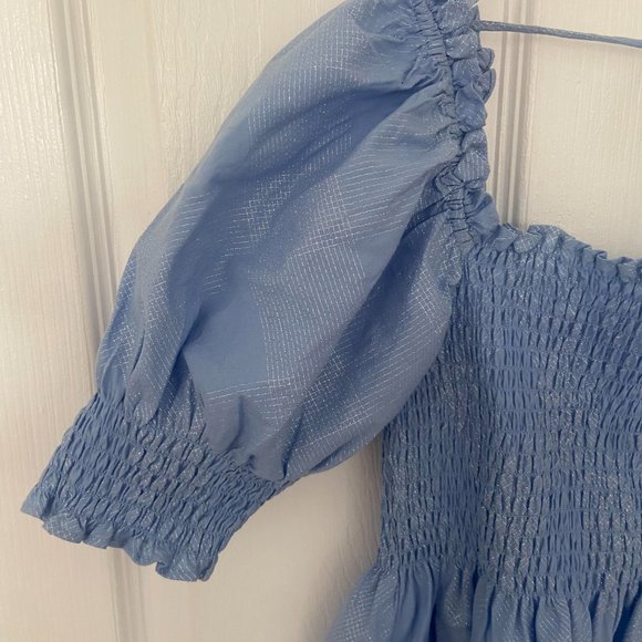 Hill House Athena Nap Dress Light Blue Glitter Check - Picture 4 of 6